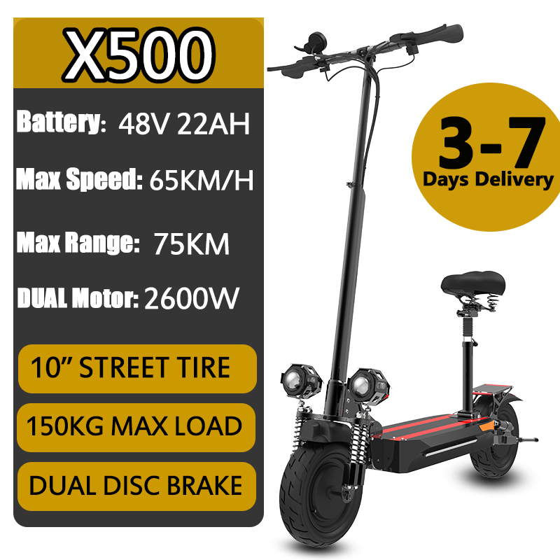 Thumbnail: 100KM Long Range Electric Scooter 48V-72V Lithium Battery Foldable Scooter Elect