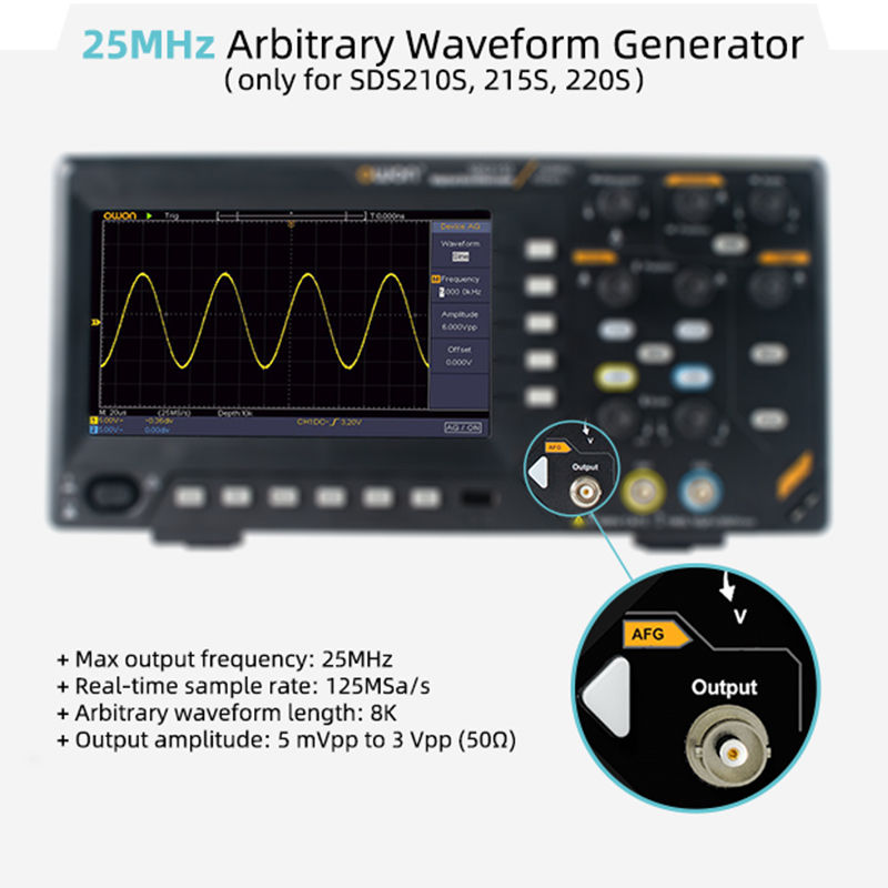 Thumbnail: Owon Digital Oscilloscope SDS200 2-channels 100Mhz 150Mhz 200Mhz 1GS/s FFT+ 25MH