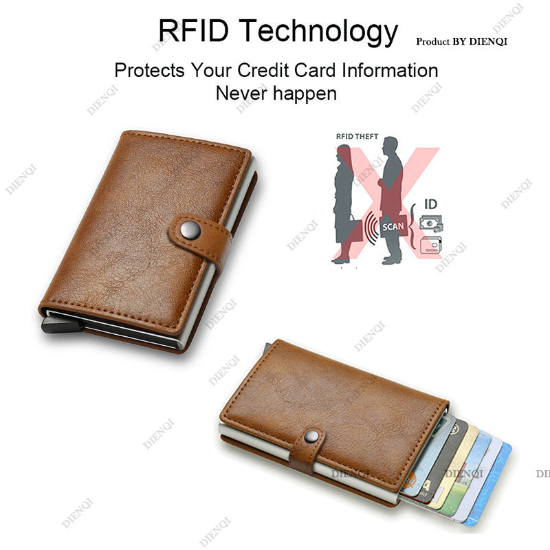Thumbnail: Carbon Fiber Credit Card Holder Wallet Men Rfid Smart Metal Thin Slim Pop Up Min