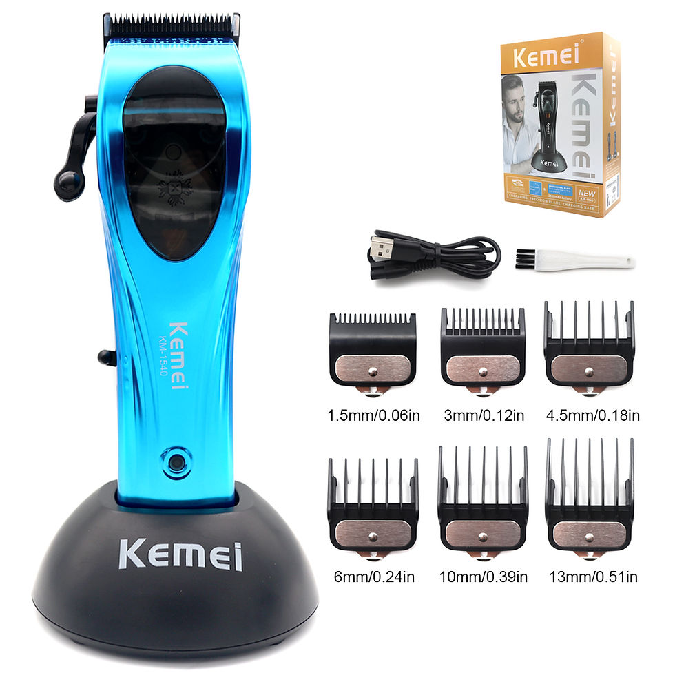 Thumbnail: Kemei KM-1540 Men's Hair Clipper 9000 RPM Magnetic Motor with Base Charger USBPr