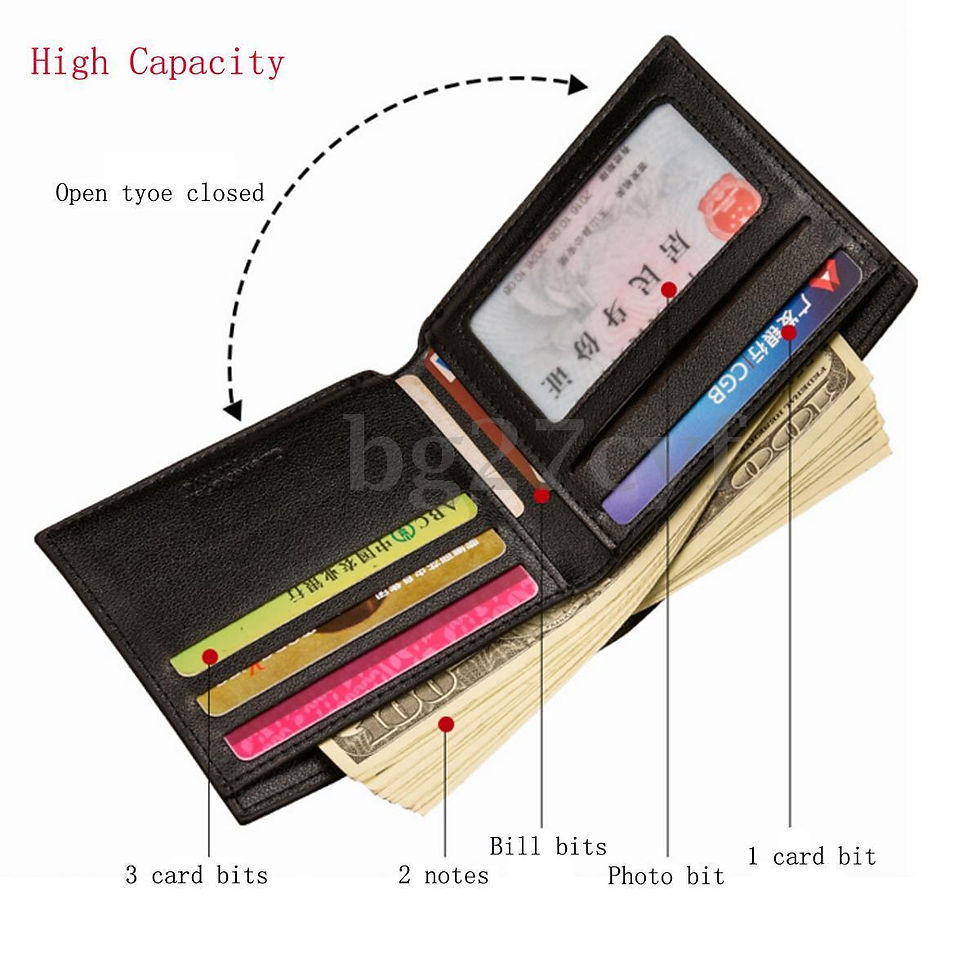 Thumbnail: Slim Men Genuine Leather Bifold Wallet Purse Business ID Credit Card Holder Gif
