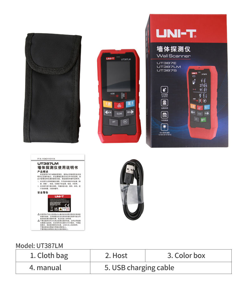 Thumbnail: UNI-T 4 In 1 Metal Detector UT387E UT387S UT387LM Wall Scanners Wood AC Voltage 