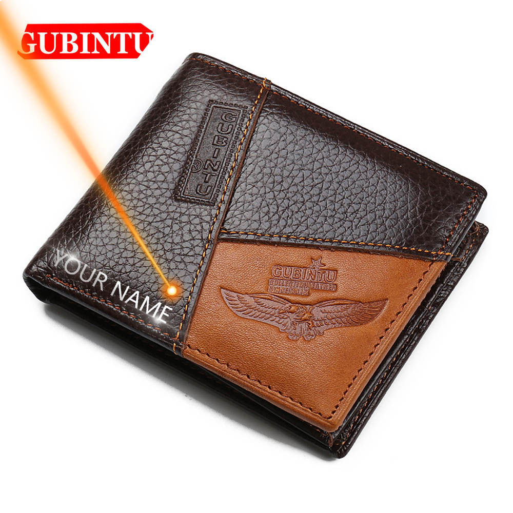 GUBINTU Men Wallets Genuine Cow Leather Short Design Card Holder Passcard Pocket