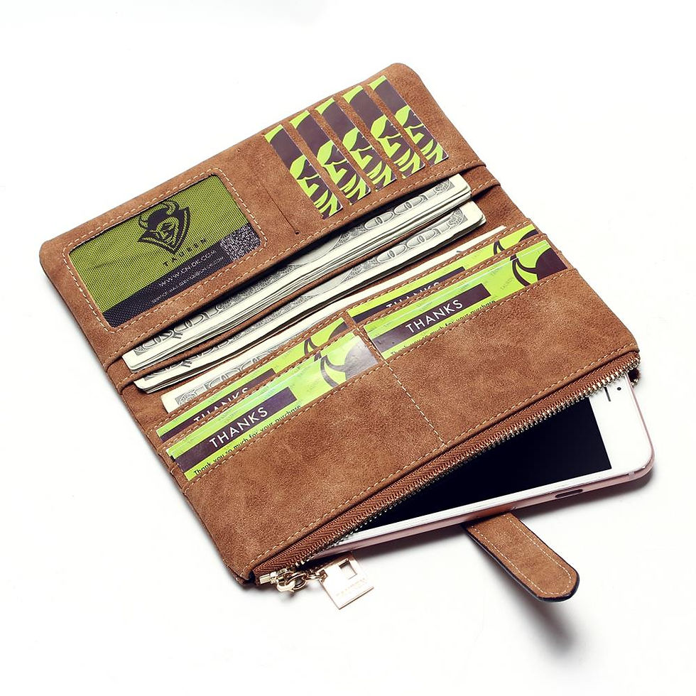 Thumbnail: Cheaper!! New Fashion Women Wallets Drawstring Nubuck Leather Zipper Wallet Wome