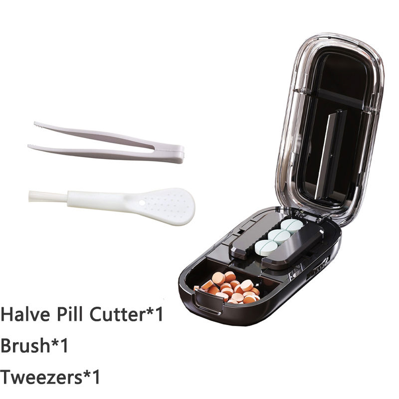 Thumbnail: Pill Cutter With Invisible Storage Box Portable 2 In 1 Mini Drug Tablet Medicine