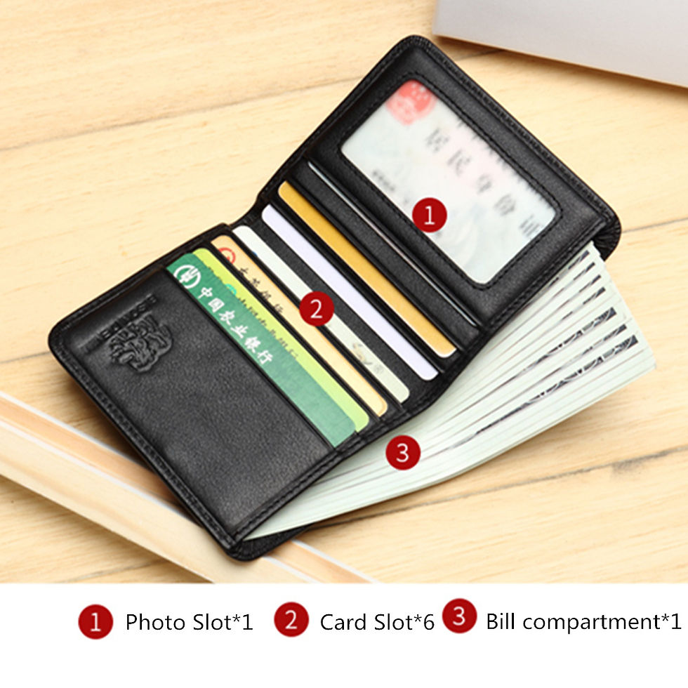 Thumbnail: BISON DENIM Men Wallets Black Genuine Leather Purse For Men Business Card Holder