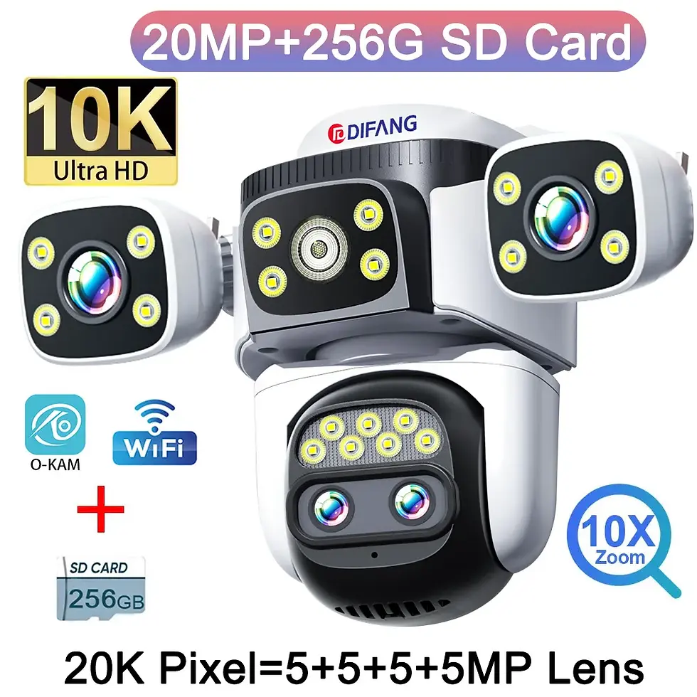 Thumbnail: 10K Outdoor 10X Optics Zoom WiFi6 Camera 20MP Four Screen Four Lens PTZ Automati