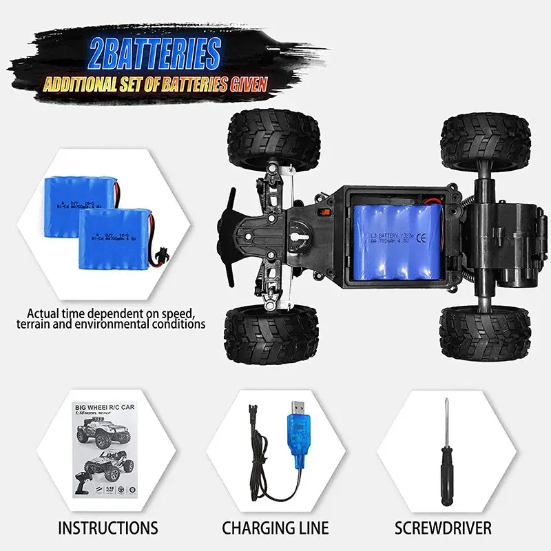 Thumbnail: KYAMRC KY-1885B 18KM/H 4WD RC Car With LED Remote Control Cars High Speed 