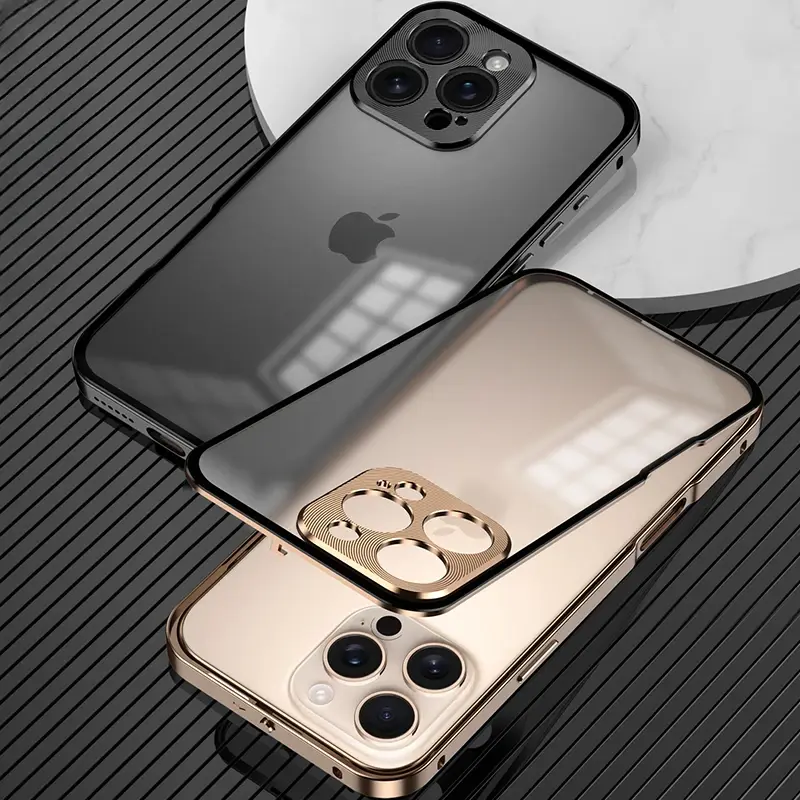 Alloy Metal Lens Protection Case For iphone 16 Pro Max Transparent Tempered Glas