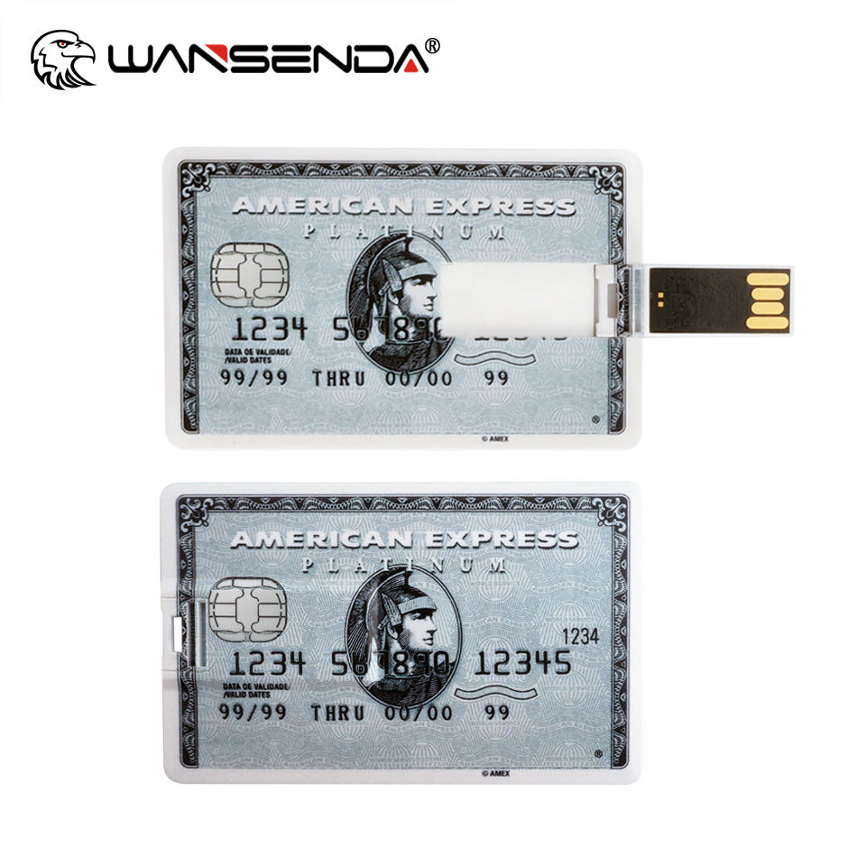 Thumbnail: WANSENDA USB Flash Drive Bank Credit Card Pen Drive 8GB 16GB Pendrive 32GB 64GB 