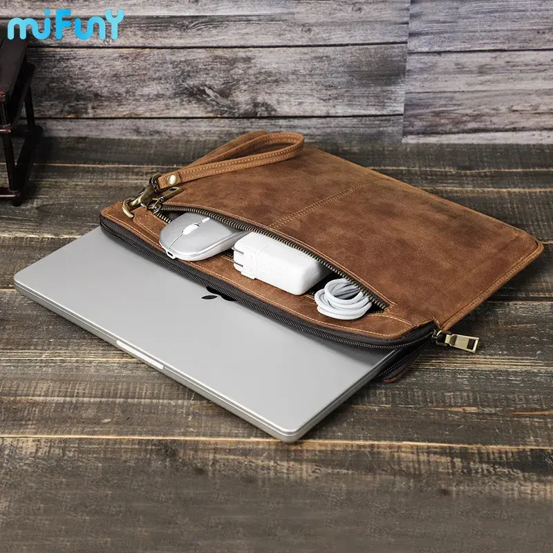 Thumbnail: Mifuny Ma cbook Pro14 Protective Cover Cowhide Lining Leather M acLaptop with Re