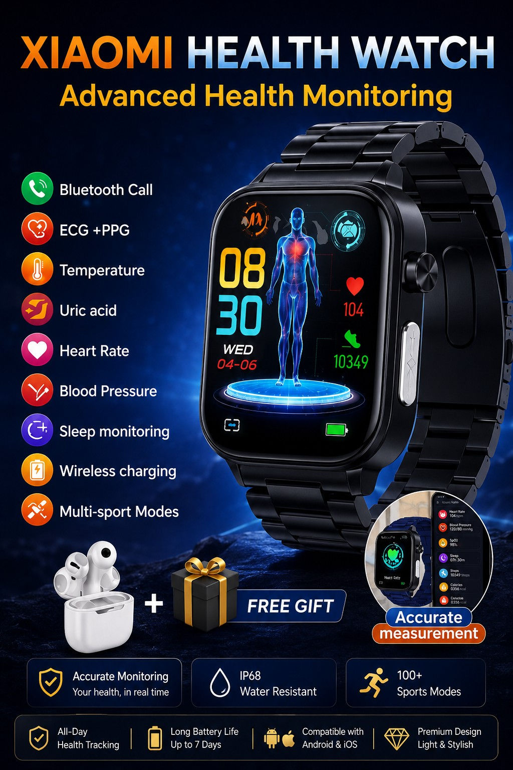 Store1 Smartwatch Health Men Women Heart Rate Blood Pressure