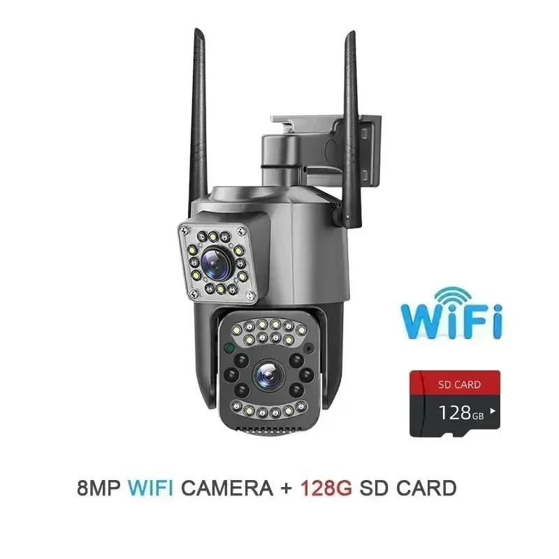 Thumbnail: Dual Lens 4G IP Camera 8MP WiFi Camera Wireless Full Color Night Vision 8X Digit
