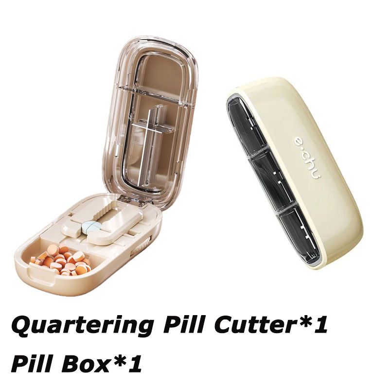 Thumbnail: Pill Cutter With Invisible Storage Box Portable 2 In 1 Mini Drug Tablet Medicine