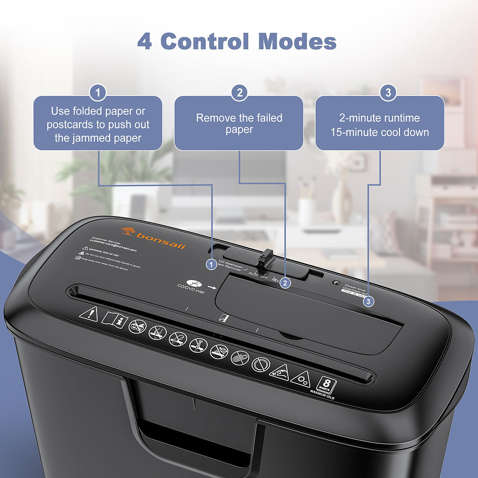 Thumbnail: Bonsaii 8-Sheet Strip-Cut Paper Shredder for Small Business Overheat Devised and