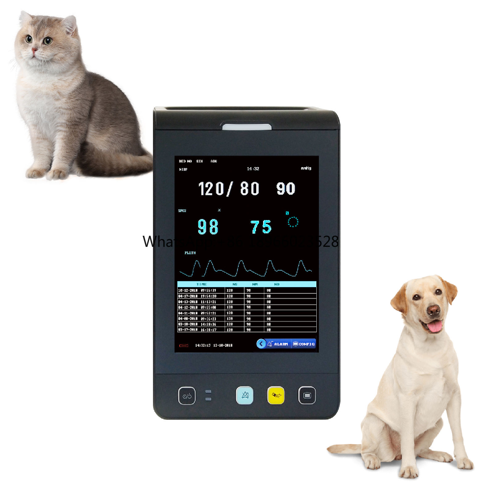Portable Veterinary Medical Blood Pressure Machine Handheld Cardiac Vital Sign P