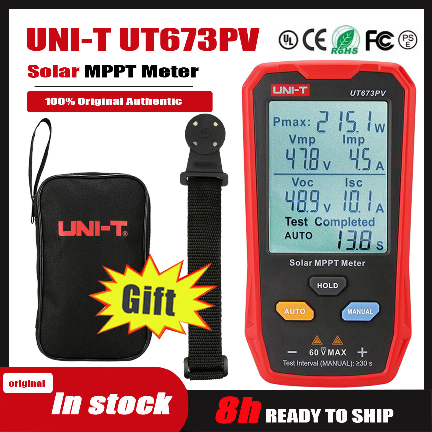 UNI-T UT673PV Solar MPPT Meter Photovoltaic Module MAX Power Tester LCD Equipped