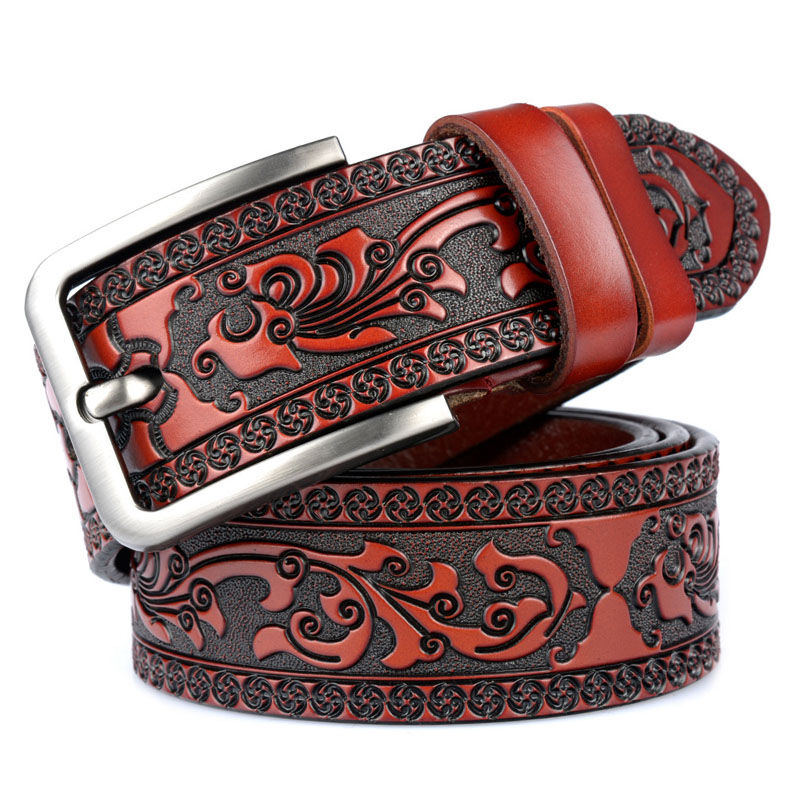 Thumbnail: MEDYLA Belts For Men High Quality Cow Genuine Leather Embossing Belt Male Fashio