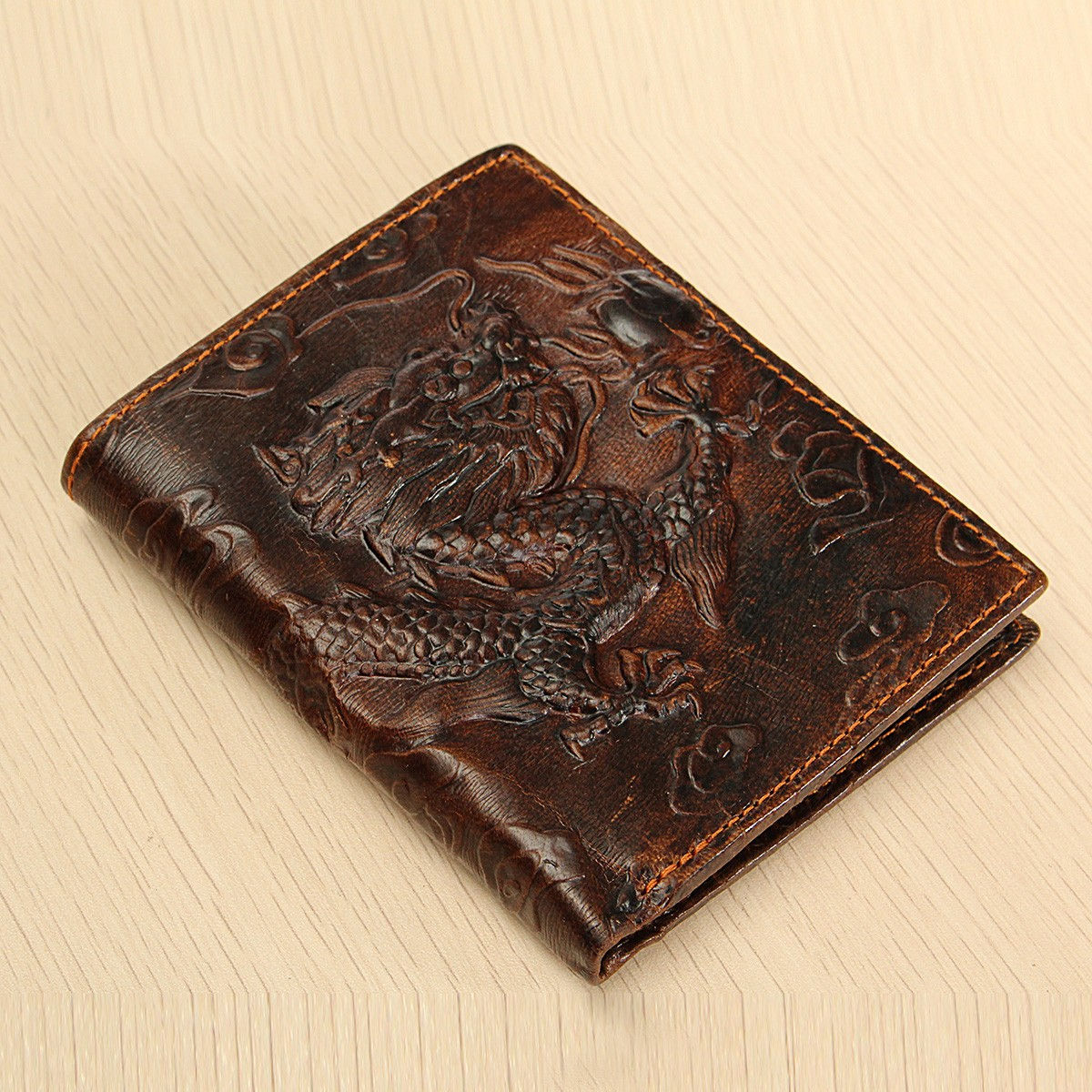 Leather Dragon Long Short Vertical Men Wallet Money Card Holder Clutch Handbag