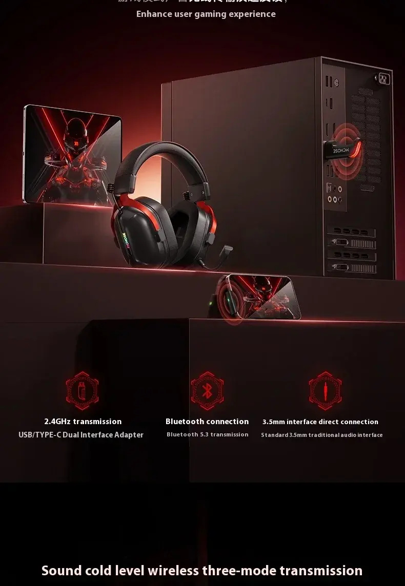 Thumbnail: MCHOSE S9/S9 Pro Tri-mode Wireless Noise Reduction Gaming Headphones Low Delay 