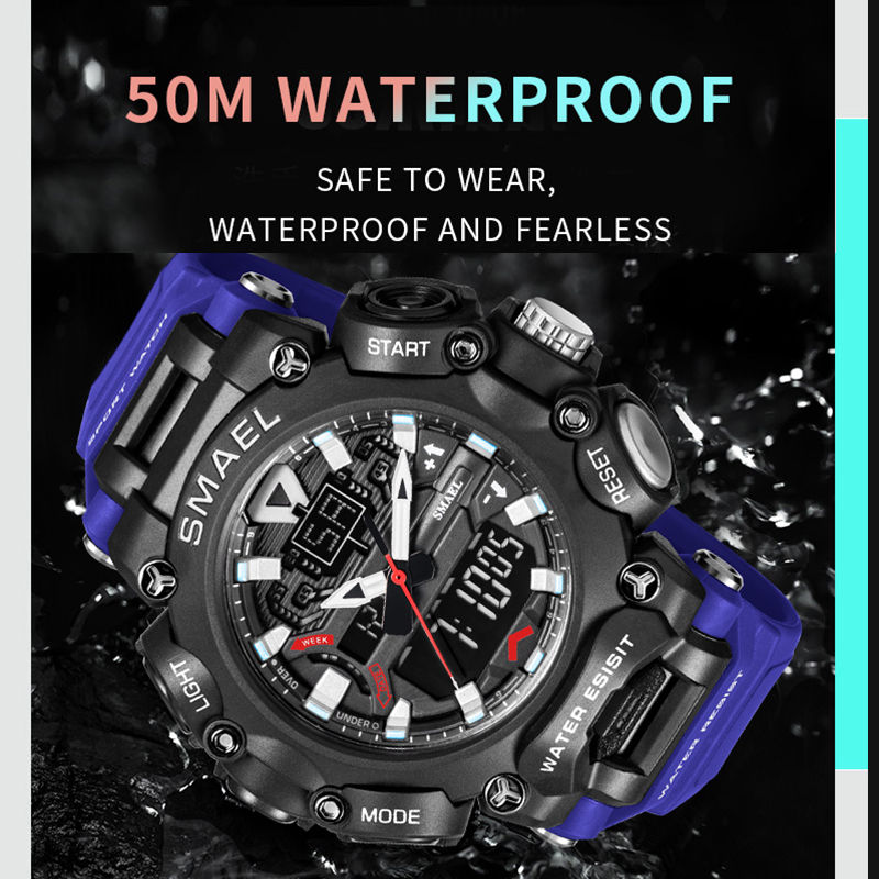 Thumbnail: Sport Men Watches Waterproof SMAEL Male Clock Mens Auto Date Stopwatch Military 