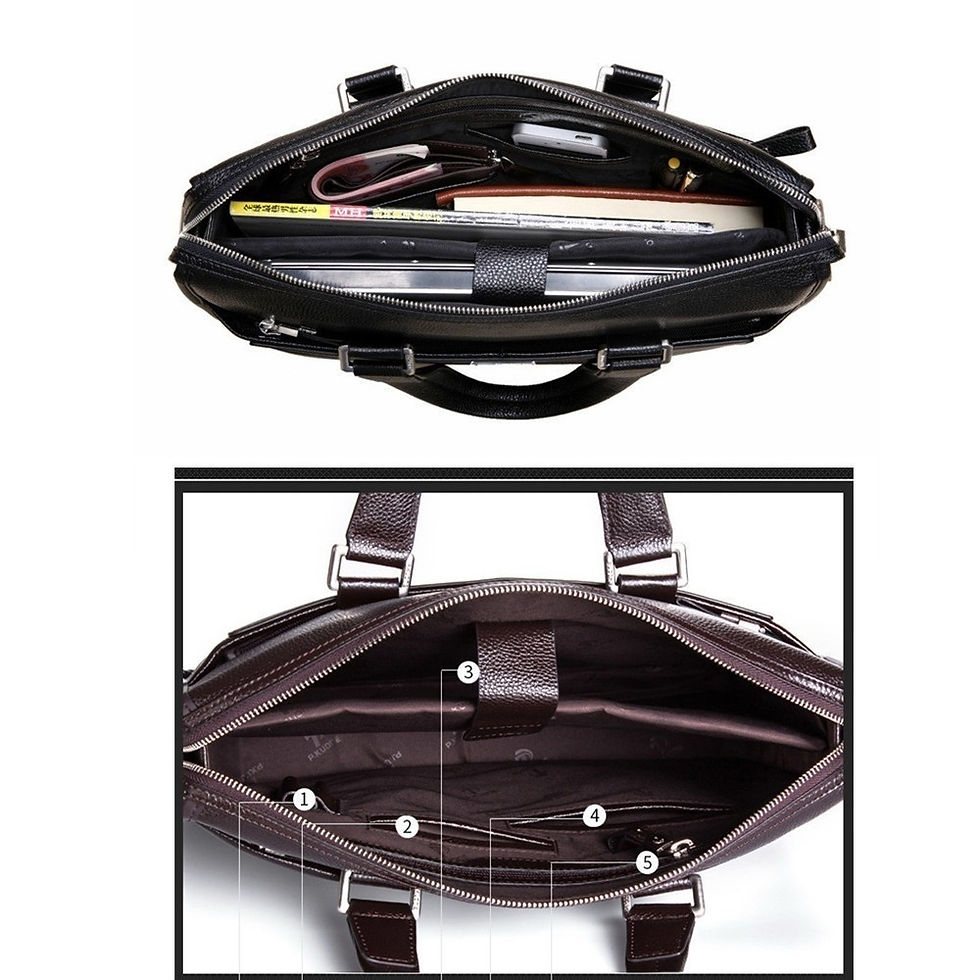 Thumbnail: OYIXINGER Fashion Men Shoulder Bags Double Layers Man Leather Business Briefcase