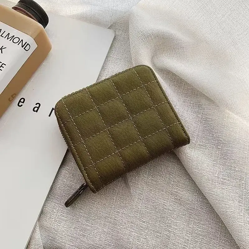 Thumbnail: Women Short Wallets PU Leather Female Plaid Purses Nubuck Card Holder Wallet Stu
