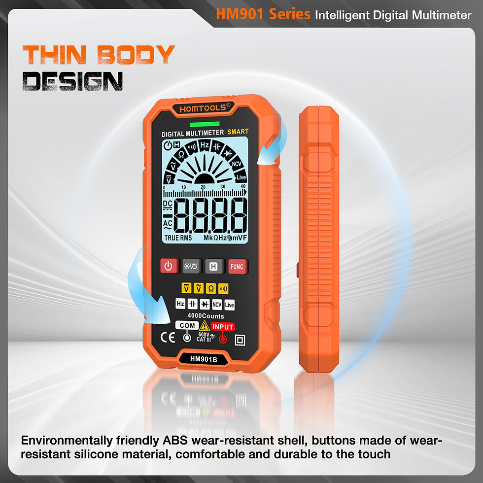 Thumbnail: HOMTOOLS HM901 Smart Multimeter Digital AC DC 4000 Counts Voltage Meter True RMS
