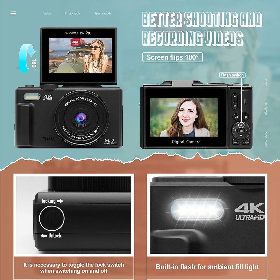 Thumbnail: Compact Digital Photography Camera 4K 18X Digital Zoom Vintage Vlog Video Record