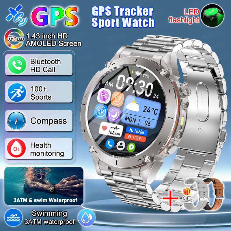 Thumbnail: Smart Watch AGPS Men Smart Watch DIgital Military Sport Electronic Bluetooth 