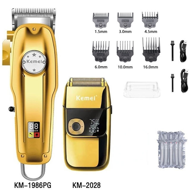 Thumbnail: Kemei KM-1986PG 1949 2028 Professional Hair Cutting Machine Kit Metal Body Hair 