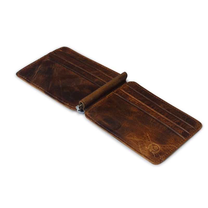Thumbnail: Vintage Men's Genuine Leather Wallet Cowhide Money Clip Credit Card Holder Purse