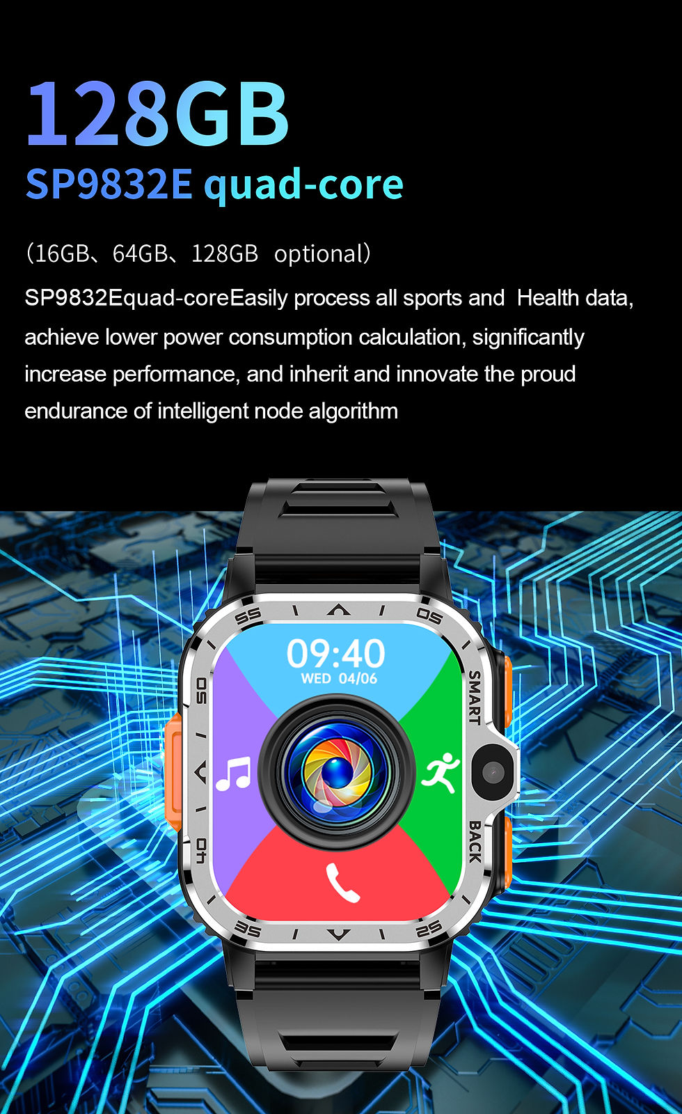Thumbnail: Smart Watch Men GPS 16G/64G ROM Storage HD Dual Camera NFC 2G 4G SIM Card WIFI 