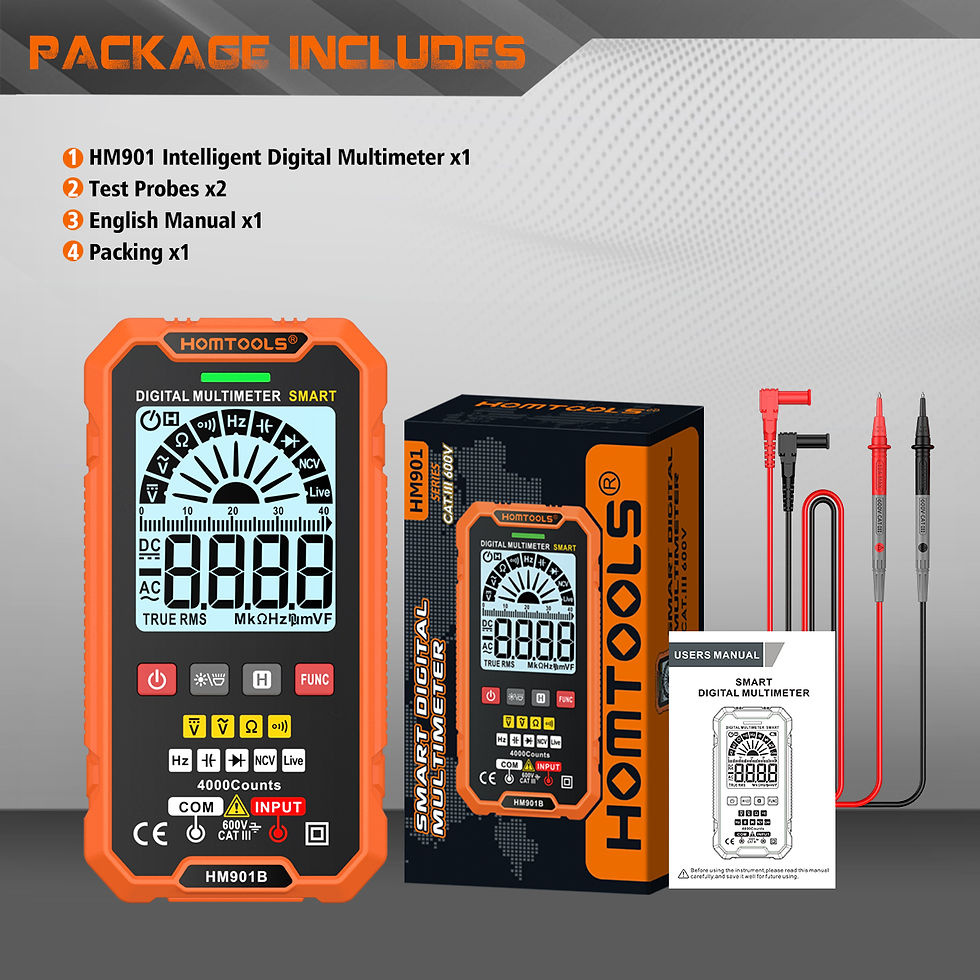 Thumbnail: HOMTOOLS HM901 Smart Multimeter Digital AC DC 4000 Counts Voltage Meter True RMS