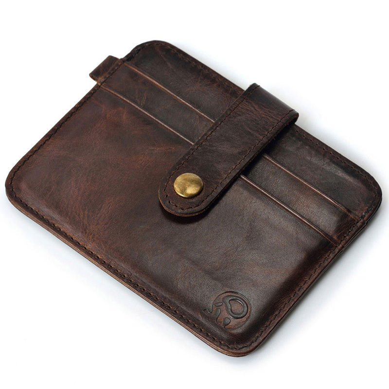 Thumbnail: Men's Genuine Leather Money Clip Slim Wallet ID Credit Card Holder Case Purse