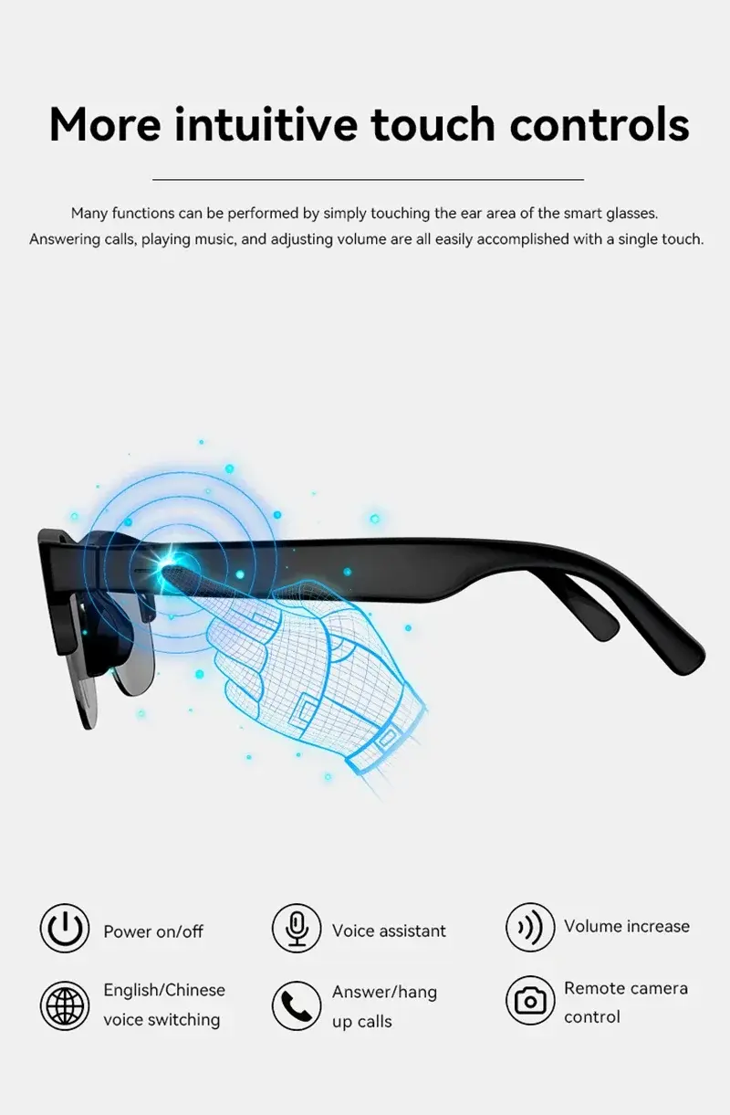 Thumbnail:  AI Smart Glasses AI Translation HD Calling AI Chat Music  Smart Sunglasses
