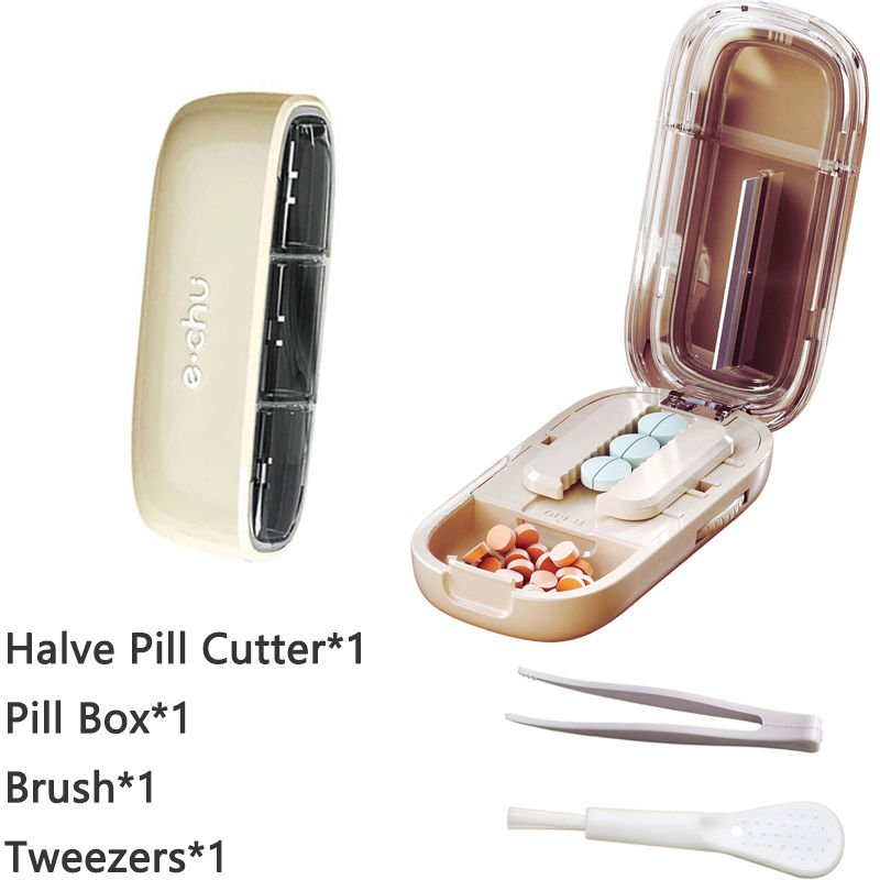 Thumbnail: Pill Cutter With Invisible Storage Box Portable 2 In 1 Mini Drug Tablet Medicine