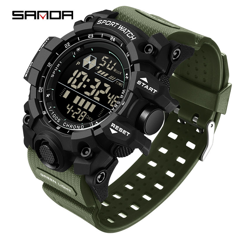 Thumbnail: Men Watch SANDA Outdoor Sports  Waterproof LED Analog Digital Show Multifunction