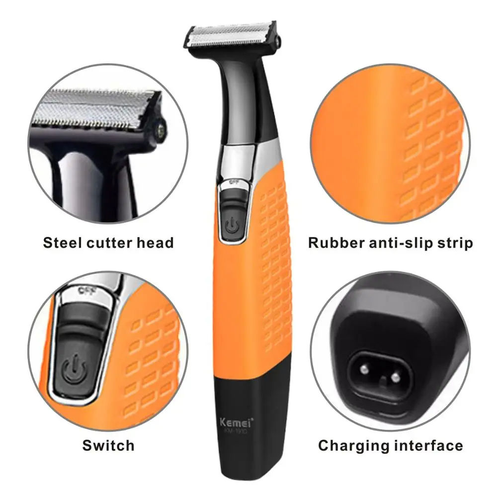 Kemei KM-1910 Waterproof Electric Shaver Eyebrow Trimmer USB Rechargeable Razor