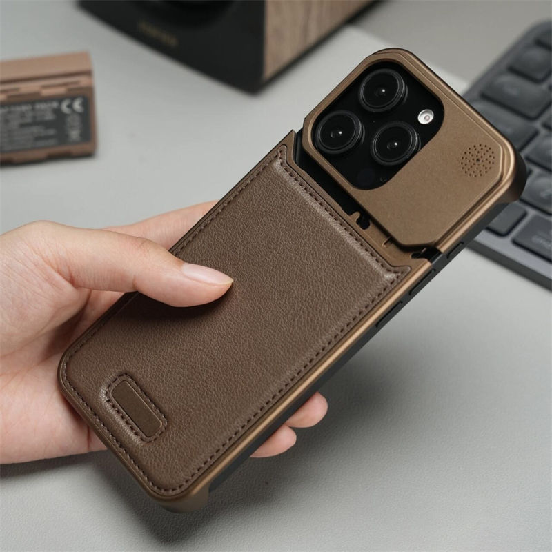 Aluminum Alloy Leather Magnetic Phone Case For iPhone 16 16pro 15 14 Pro Max Wir