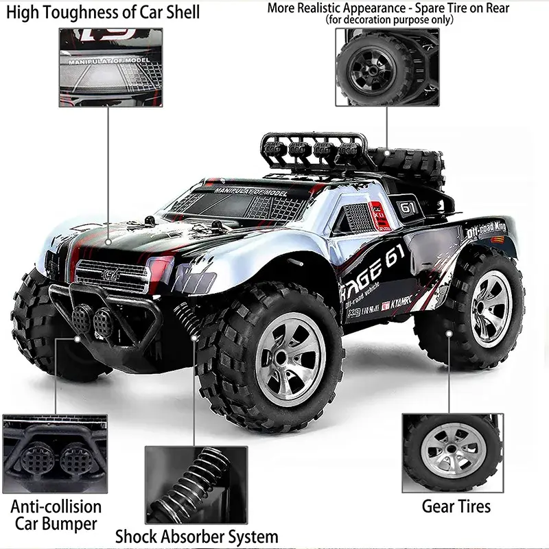 Thumbnail: KYAMRC KY-1885B 18KM/H 4WD RC Car With LED Remote Control Cars High Speed 