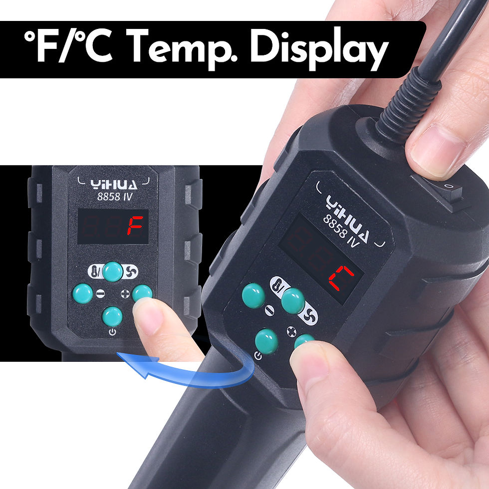 Thumbnail: YIHUA Micro Hot Air Gun  C/F Temp Adjusted 8858IV 700W Soldering Rework Welding 