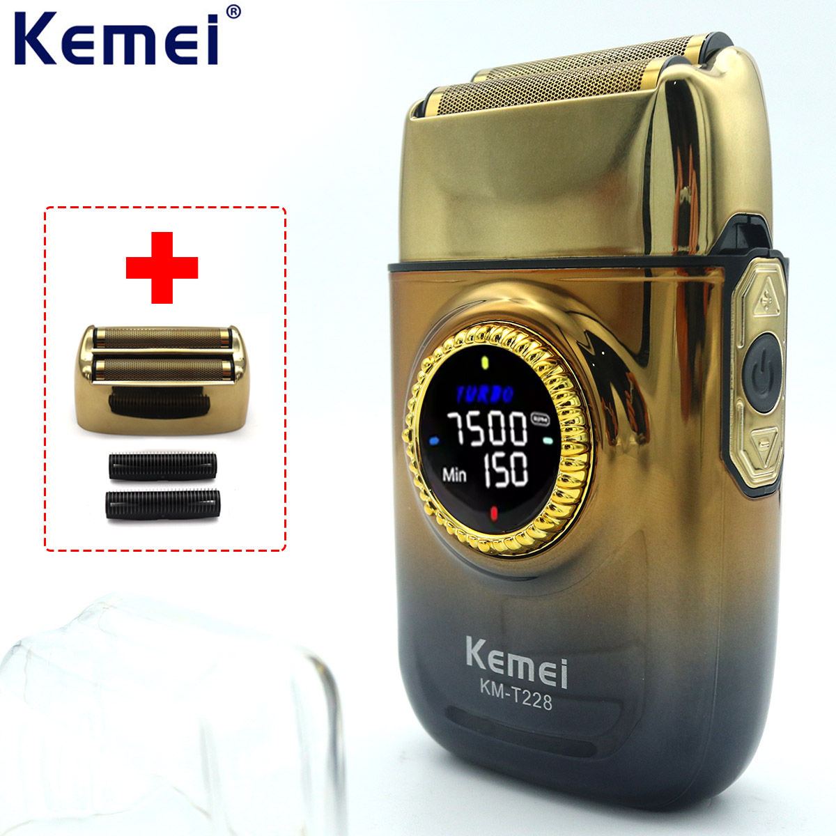 Kemei KMT228 Professional Barber Shaver LED Display Double Foil Cordless Oil Hea