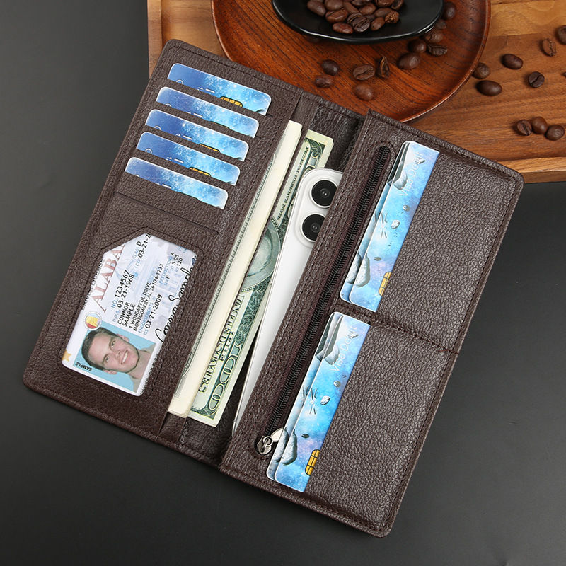 Thumbnail: PU Leather Long Wallet For Men Durable Multiple Slots Men Card Holder Thin Soft 