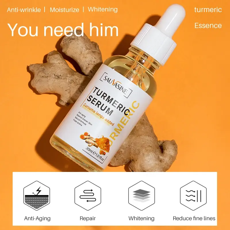 Thumbnail: Turmeric Face Whitening Serum Anti Aging Wrinkle Moisturize Reduce Fine Lines Fa