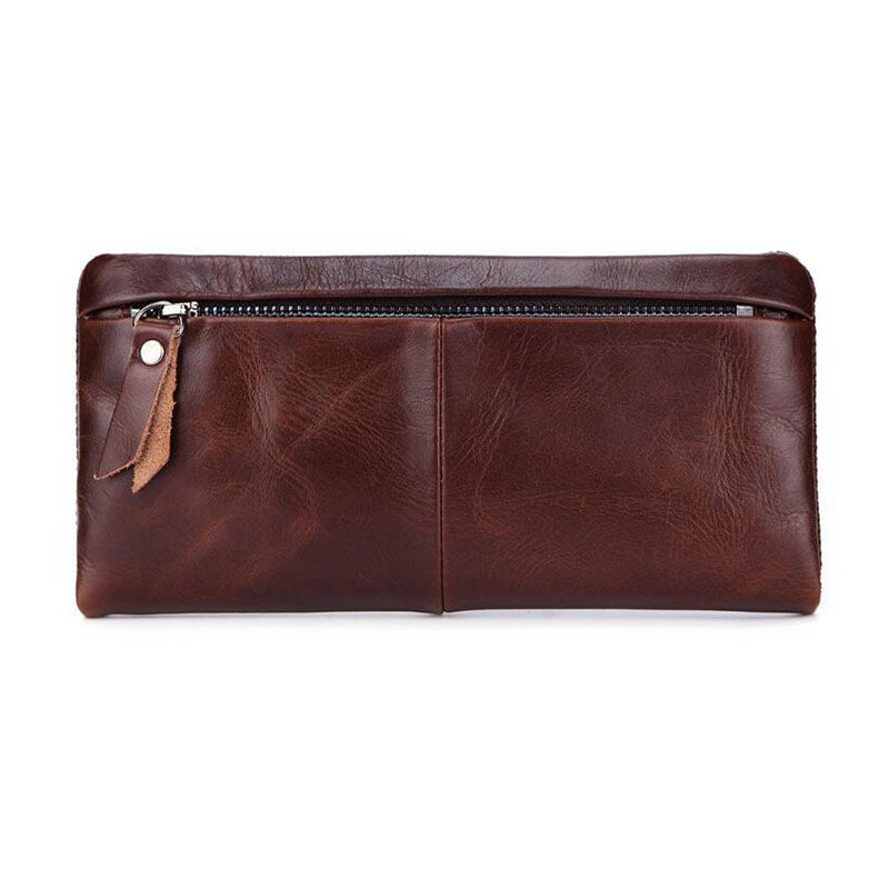 Thumbnail: 2022 New Long Men Wallets Name Engraving Zipper Male Purses 100% Genuine Leather