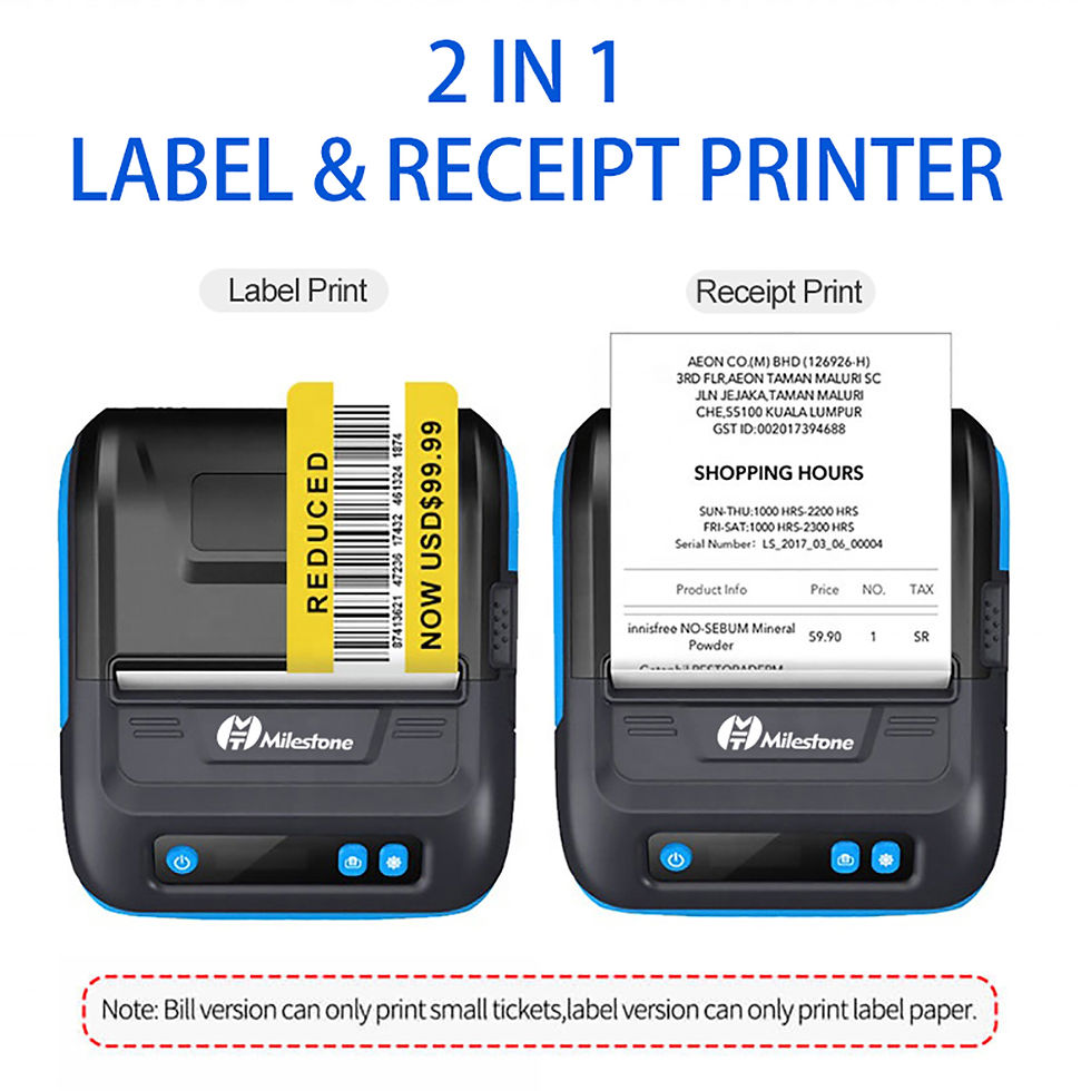 Thumbnail: Milestone 80MM Receipt Printer Bluetooth Thermal Label Printer Bill Ticket Mobil