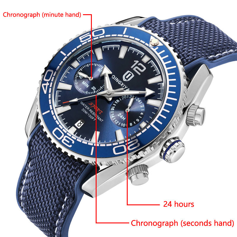 Thumbnail: QINGXIYA Quality Luxury Original Quartz Watch for Men Silicone Strap Waterproof 