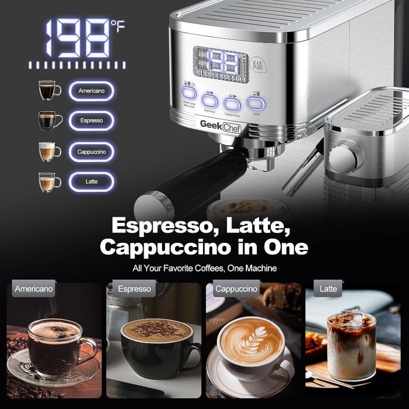 Thumbnail: Espresso and cappuccino machine with automatic milk frother, 20 bar home espress