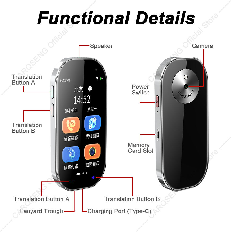 Thumbnail: CARQSENG D6 144+ Languages Real Time Two Way Portable AI Smart Translation Wifi 